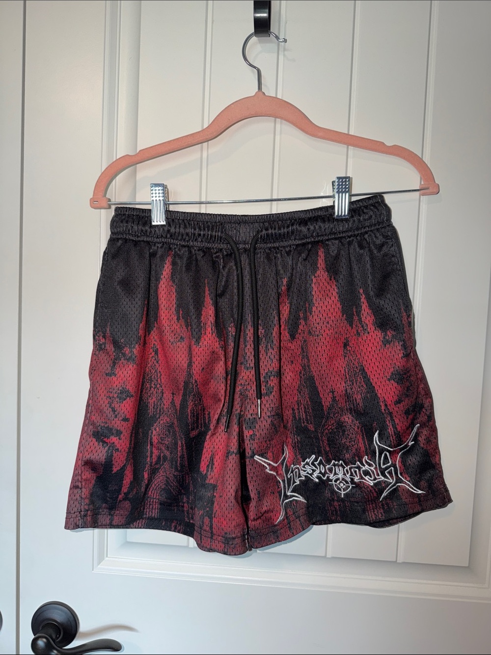 Insomnia Visuals Red Catheral Mesh Shorts